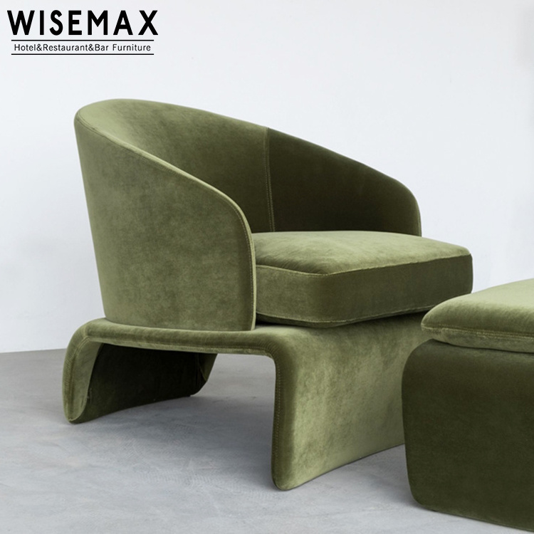 WISEMAX FURNITURE Modern living room furniture oversize velvet fabric upholstery recliner leisure chair with ottoman set lounger