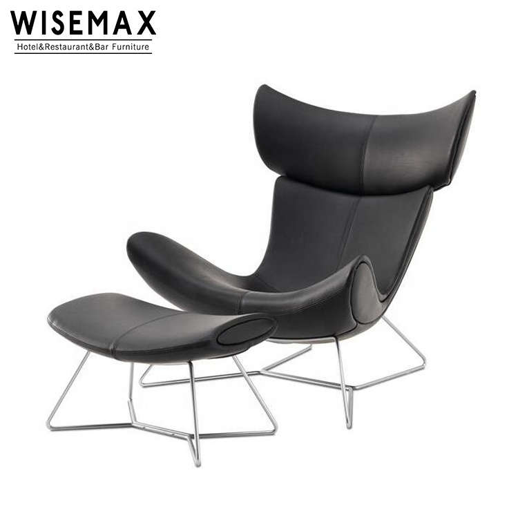 Wholesale Modern Reclining Hotel Lounge Chair Leisure Design Tan Leather Living Room Lounge Chair With Ottoman