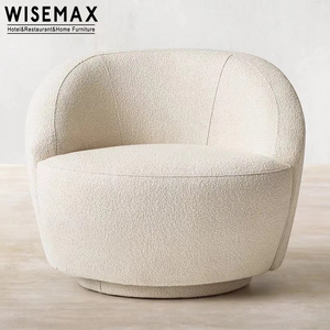 WISEMAX modern living room lounge chair swivel accent chair boucle upholstery rounded teddy arm single sofa chair bedroom