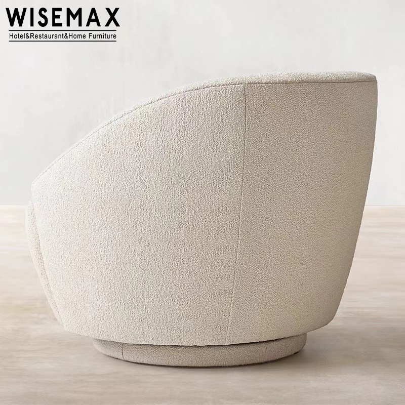 WISEMAX modern living room lounge chair swivel accent chair boucle upholstery rounded teddy arm single sofa chair bedroom