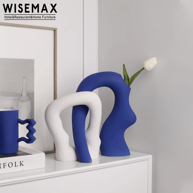 WISEMAXFURNITURE set of 2 Ceramic vase Nordic abstract irregular porch vase ceramic luxury modern souvenir home soft decoration