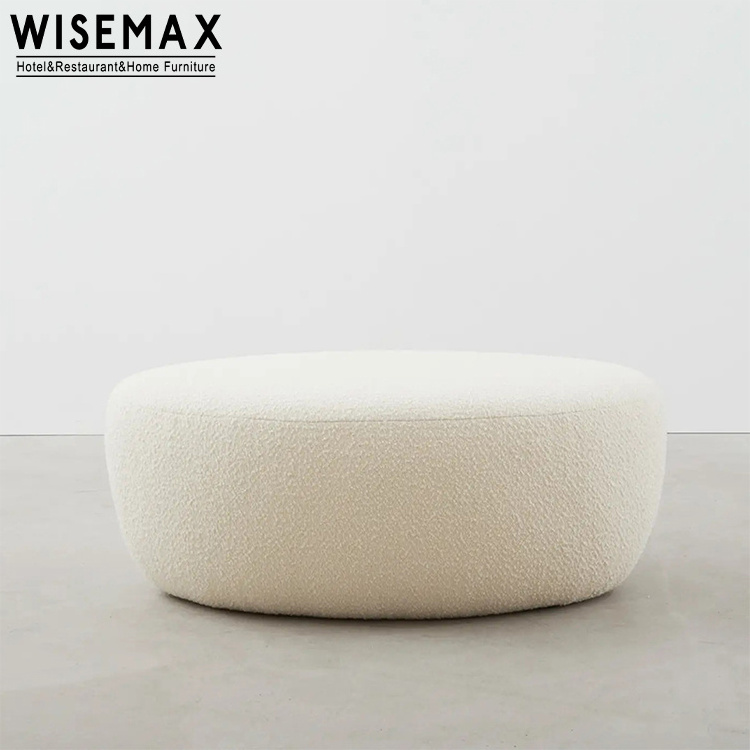 WISEMAX FURNITURE apartment living room furniture sofas white teddy fabric accent sofa with ottoman c shaped fabric sofas set