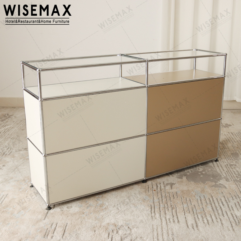 WISEMAX Japandi home modular furniture assemble metal stainless steel storage sideboard cabinet living room bedroom hallways