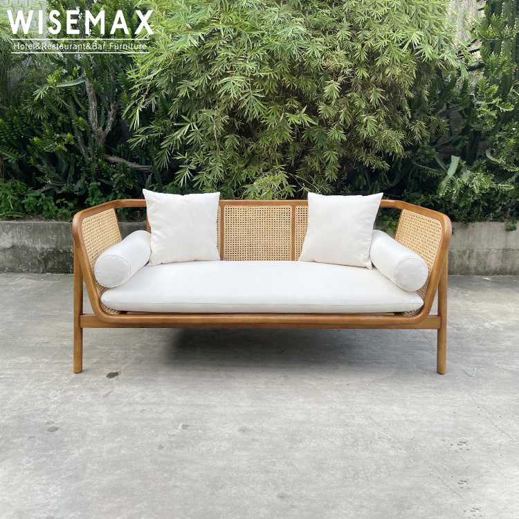 WISEMAX FURNITURE Modern Living Room Furniture Solid Wood Nature Rattan Armchair Chaise Lounge Chair