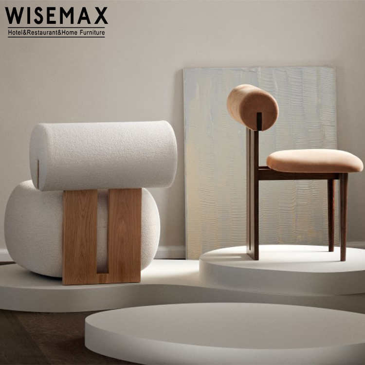 WISEMAX  FURNITURE luxury designer restaurant furniture velvet fabric dining chairs wooden legs retro backrest dining chairs