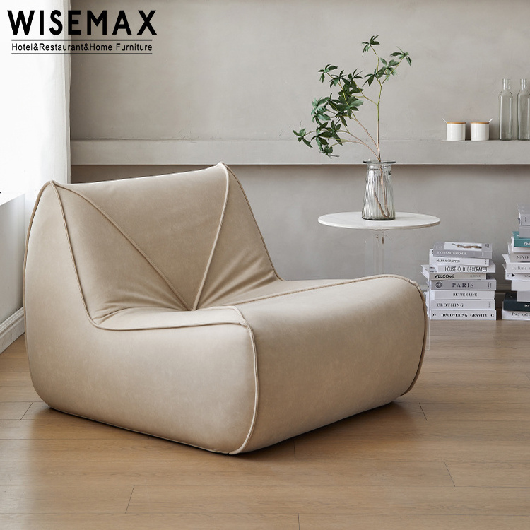 WISEMAX FURNITURE modern apartment living room sofas couch small leisure single accent chair with ottoman floor lazy bean bag