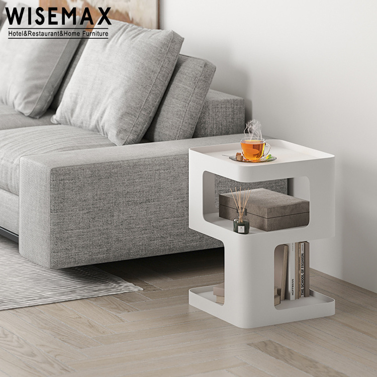 WISEMAX FURNITURE Modern designer new corner small table metal bedside table modern side table with book shelf