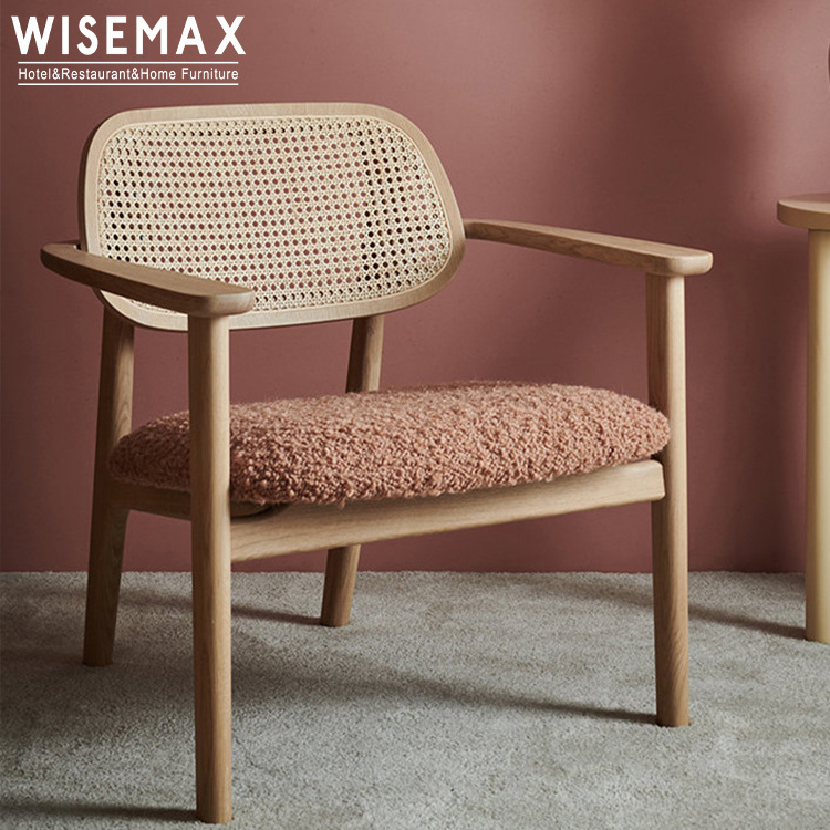 WISEMAX FURNITURE patio living room furniture single sofas retro wooden accent chair french rattan wicker leisure arm chairs