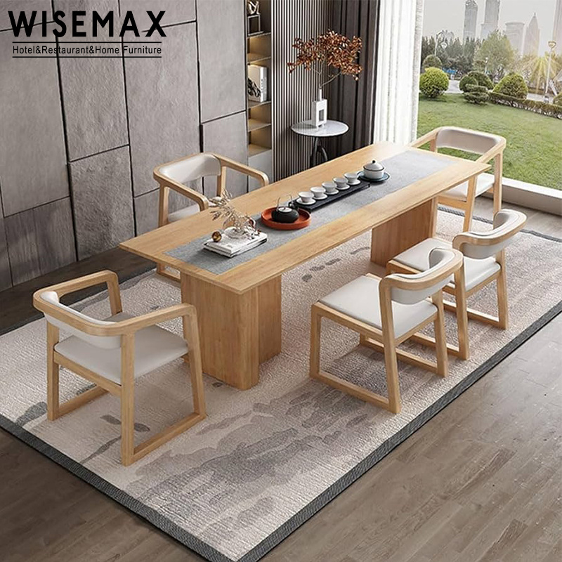 WISEMAX FURNITURE Wholesale wooden simple design furniture leather cover upholstered dining cafe chair with arm restaurant chair