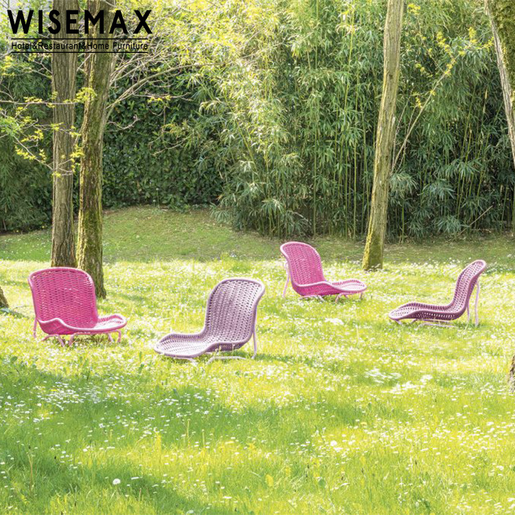 WISEMAX FURNITURE Nordic outdoor furniture L shape aluminum frame waterproof woven rope rattan lounge chair sofa for garden