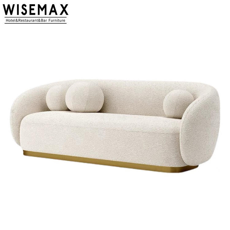 WISEMAX FURNITURE Light luxury curved shaped sofa Nordic living room stylish velvet leisure sofa set