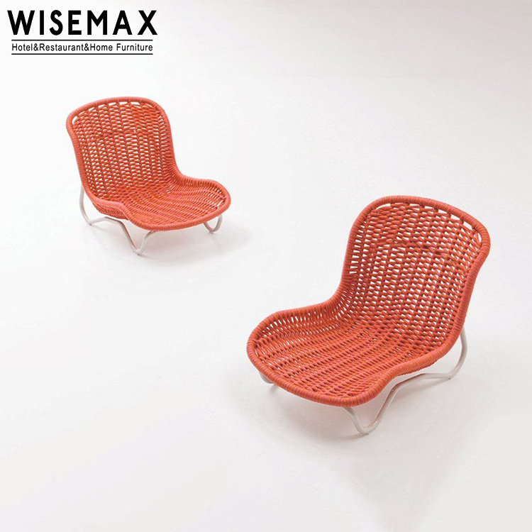 WISEMAX FURNITURE Nordic outdoor furniture L shape aluminum frame waterproof woven rope rattan lounge chair sofa for garden