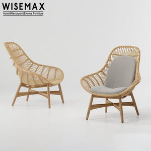 WISEMAX FURNITURE Nordic waterproof PE rattan solid wood base leisure armchair and table set outdoor garden furniture