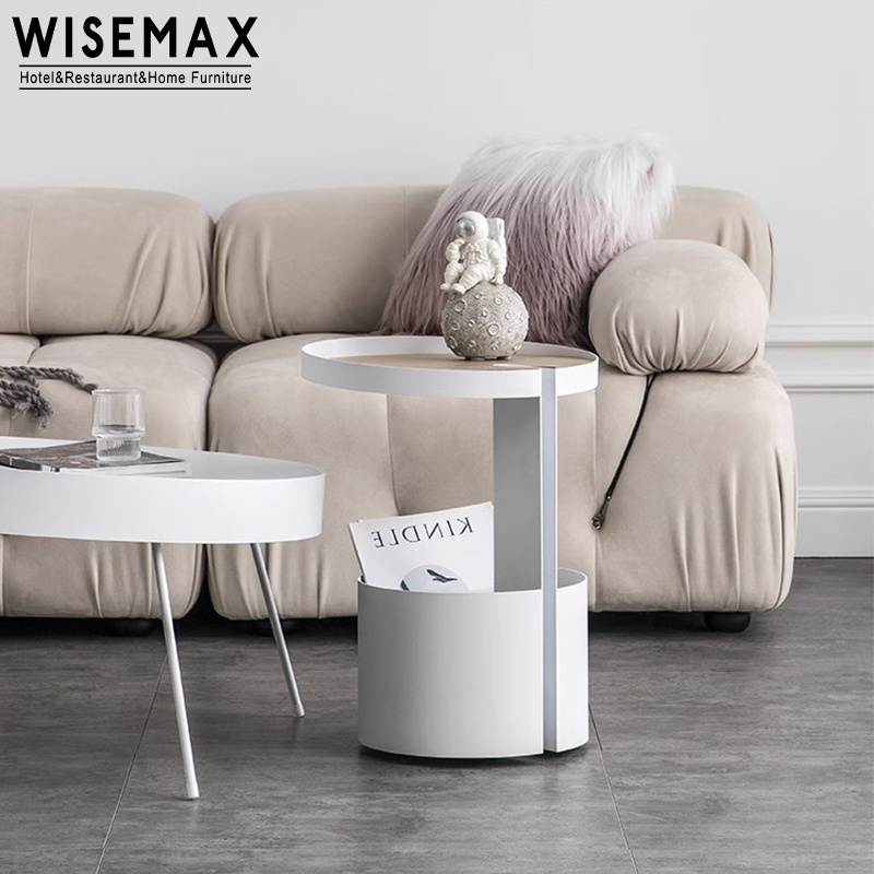 WISEMAX FURNITURE Nordic home furniture living room wooden top metal frame sofa side end coffee table for home hotel