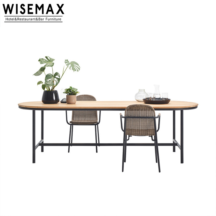 WISEMAX Wicker Patio Outdoor Furniture Aluminum Rattan /Wicker Dining Chair With Wood Table Set Balcony Outdoor Furniture