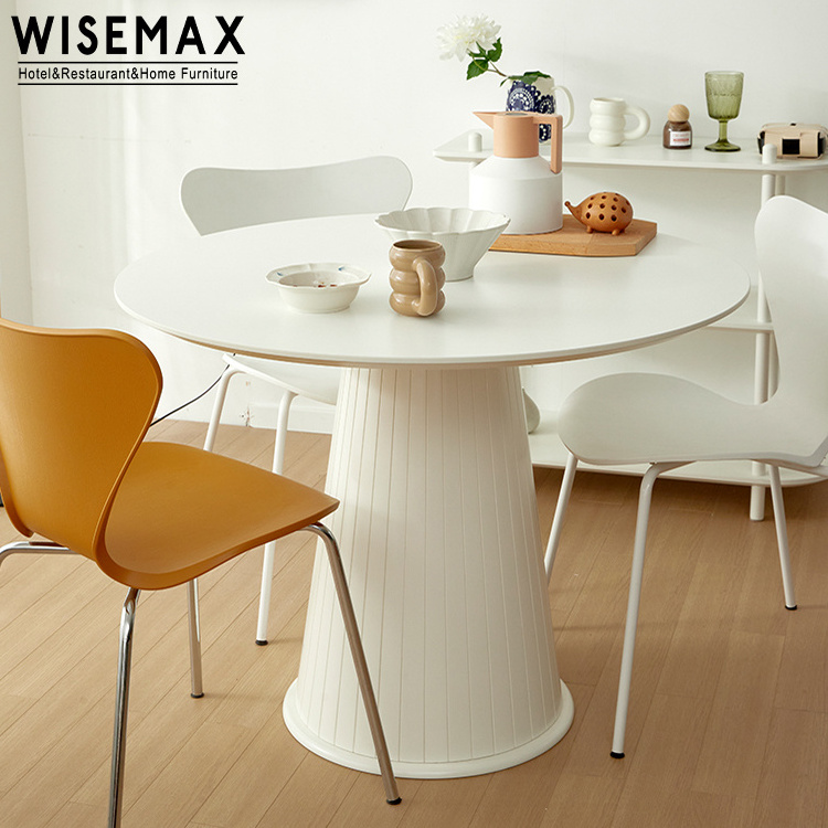 WISEMAX FURNITURE Hot sale dining room furniture strong stable round HDF top dining table for home restaurant