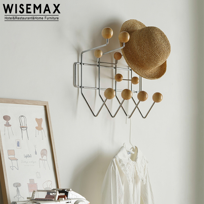 WISEMAX FURNITURE modern luxury home metal wall decor set living room after door hanging hook metal clothes hidden wall hooks