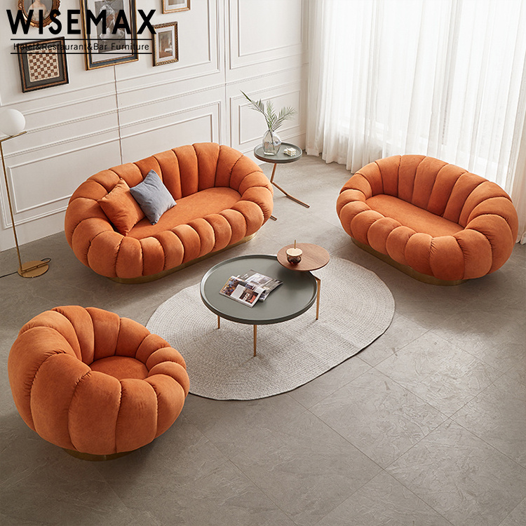 WISEMAX FURNITURE Teddy fabric living room furniture Cozy Pumpkin Shape Sofa Chairs Living Room Velvet Sofa Kids/Children Sofa