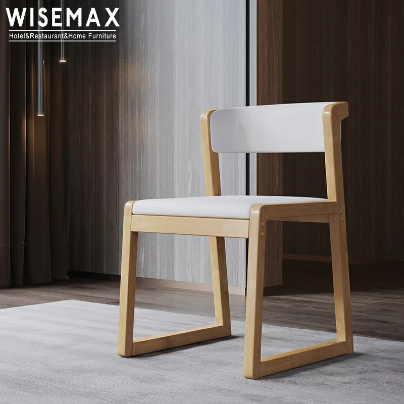 WISEMAX FURNITURE Wholesale wooden simple design furniture leather cover upholstered dining cafe chair with arm restaurant chair