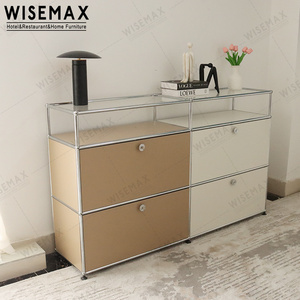 WISEMAX Japandi home modular furniture assemble metal stainless steel storage sideboard cabinet living room bedroom hallways