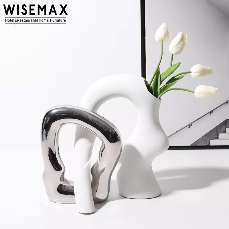 WISEMAXFURNITURE set of 2 Ceramic vase Nordic abstract irregular porch vase ceramic luxury modern souvenir home soft decoration