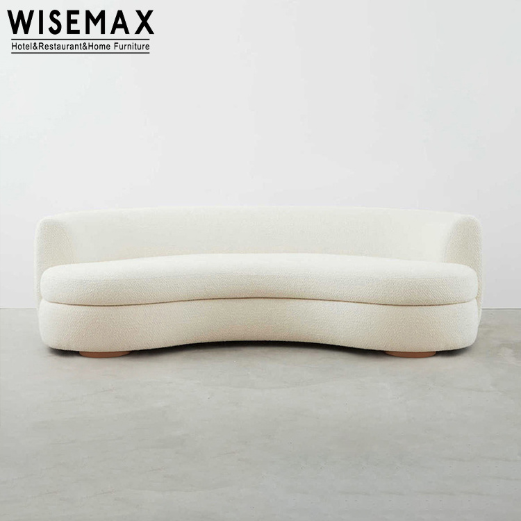 WISEMAX FURNITURE apartment living room furniture sofas white teddy fabric accent sofa with ottoman c shaped fabric sofas set