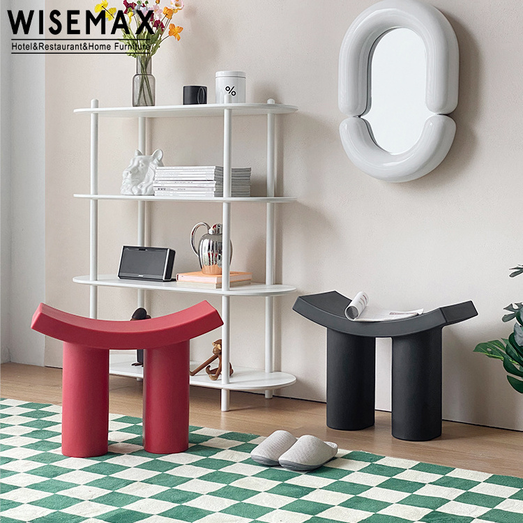 WISEMAX FURNITURE Modern living room plastic leisure chair luxury shoe stool ottoman bed end stool baby plastic chair for home