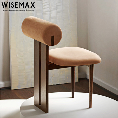 WISEMAX  FURNITURE luxury designer restaurant furniture velvet fabric dining chairs wooden legs retro backrest dining chairs