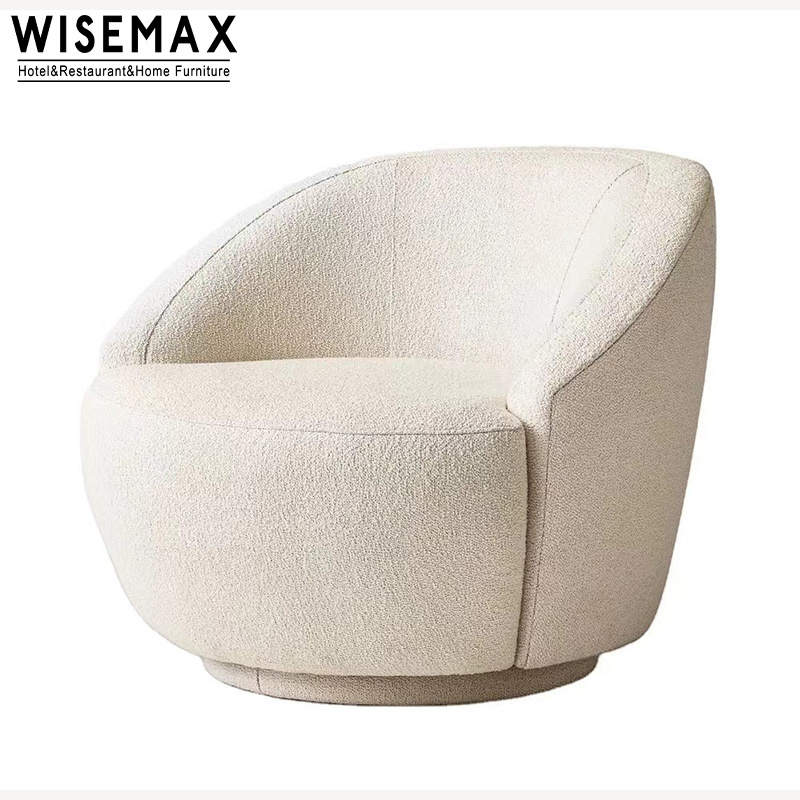 WISEMAX modern living room lounge chair swivel accent chair boucle upholstery rounded teddy arm single sofa chair bedroom