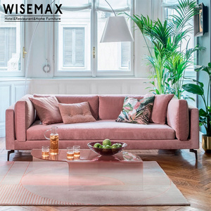 WISEMAX FURNITURE Light luxury transparent round corner table living room center pink acrylic coffee table for home cafe shop