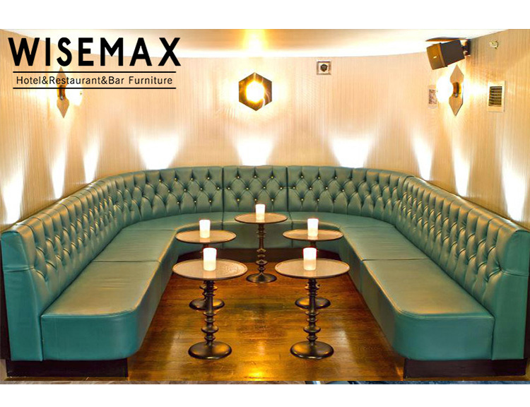 WISEMAX FURNITURE Modern Commercial Coffee Shop Restaurant Booth Sofa Customized Half Circle Botth Seating  And Tables Set