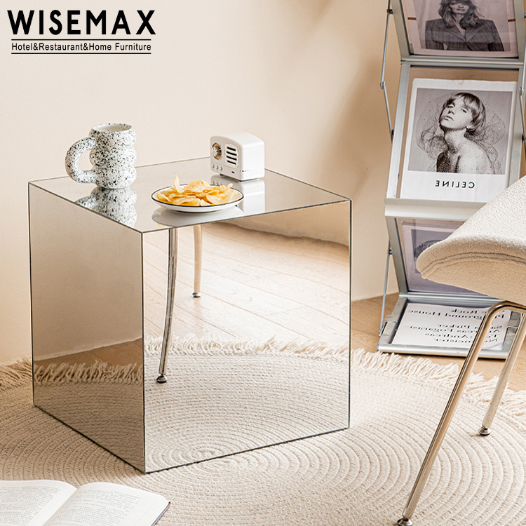 Wisemax Furniture Wholesale fashionable cube acrylic small side table mirror square smart creative coffee table