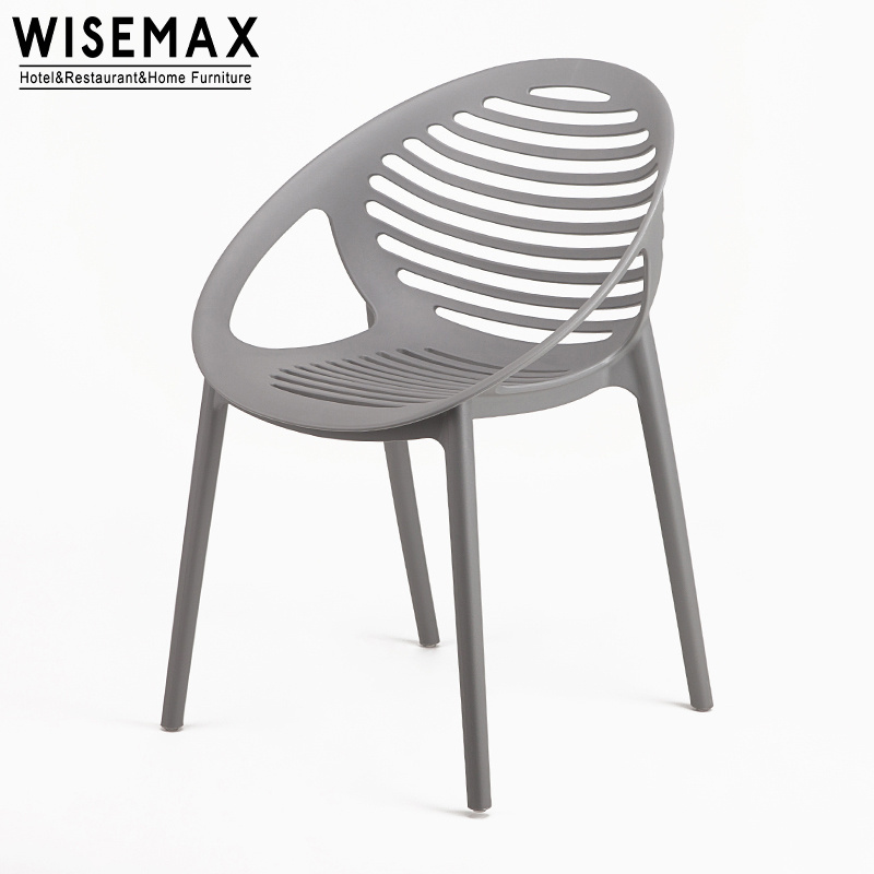 WISEMAX FURNITURE Modern colorful water proof armchair stackable black armrest outdoor garden pp chair for dining room furniture