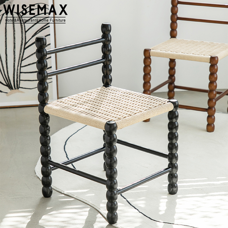 WISEMAX FURNITURE Factory wholesale restaurant furniture woven rope seat and solid ash wood dining chair for dining room