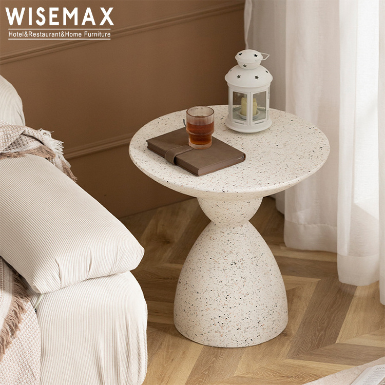 WISEMAX FURNITURE Factory wholesale round marble coffee table living room sofa corner side table white stone cafe table