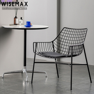 WISEMAX FURNITURE Modern dining room furniture Big size black metal web frame dining armchair for restaurant hotel