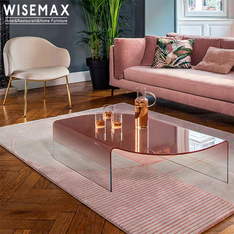 WISEMAX FURNITURE Light luxury transparent round corner table living room center pink acrylic coffee table for home cafe shop