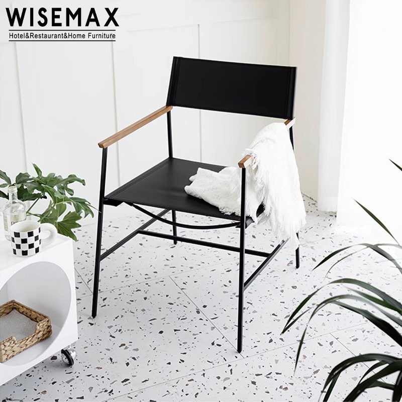 WISEMAX FURNITURE hotel bedroom furniture Nordic lounge chair living room black leather single sofas leisure accent arm chair