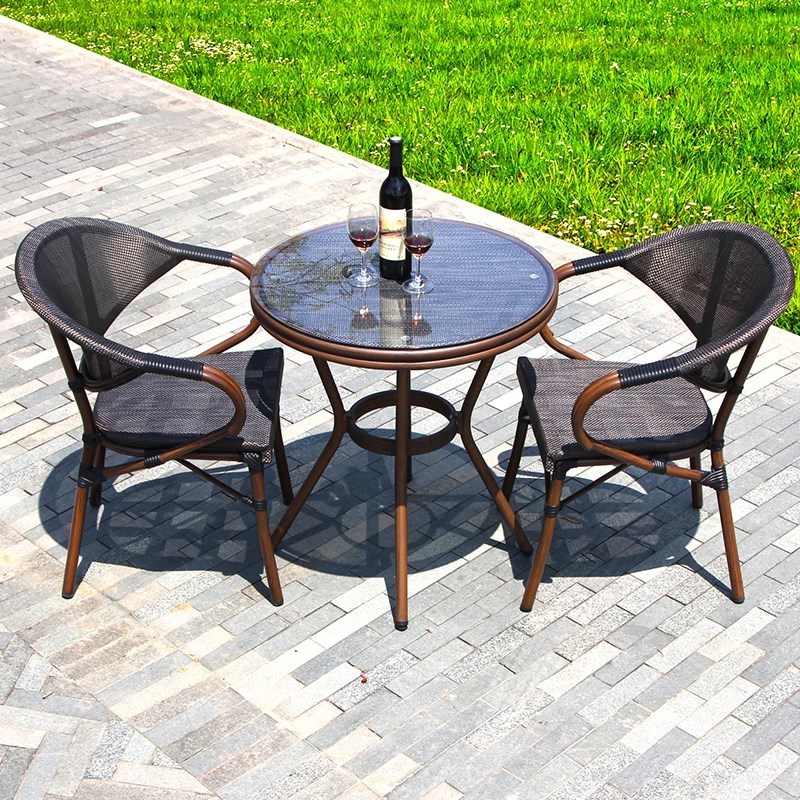 WISEMAX FURNITURE Cheap plastic bistro patio rattan garden outdoor table and chair furniture set