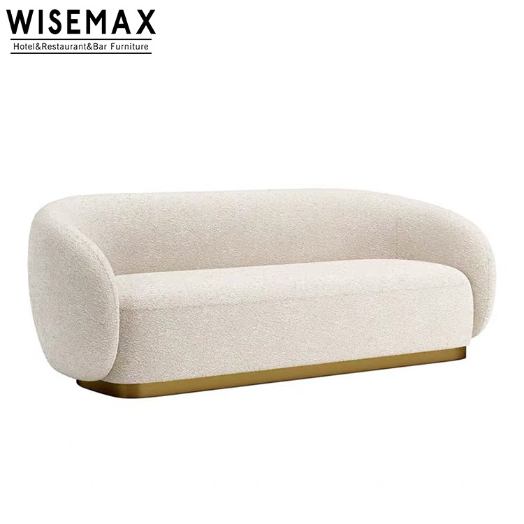 WISEMAX FURNITURE Light luxury curved shaped sofa Nordic living room stylish velvet leisure sofa set