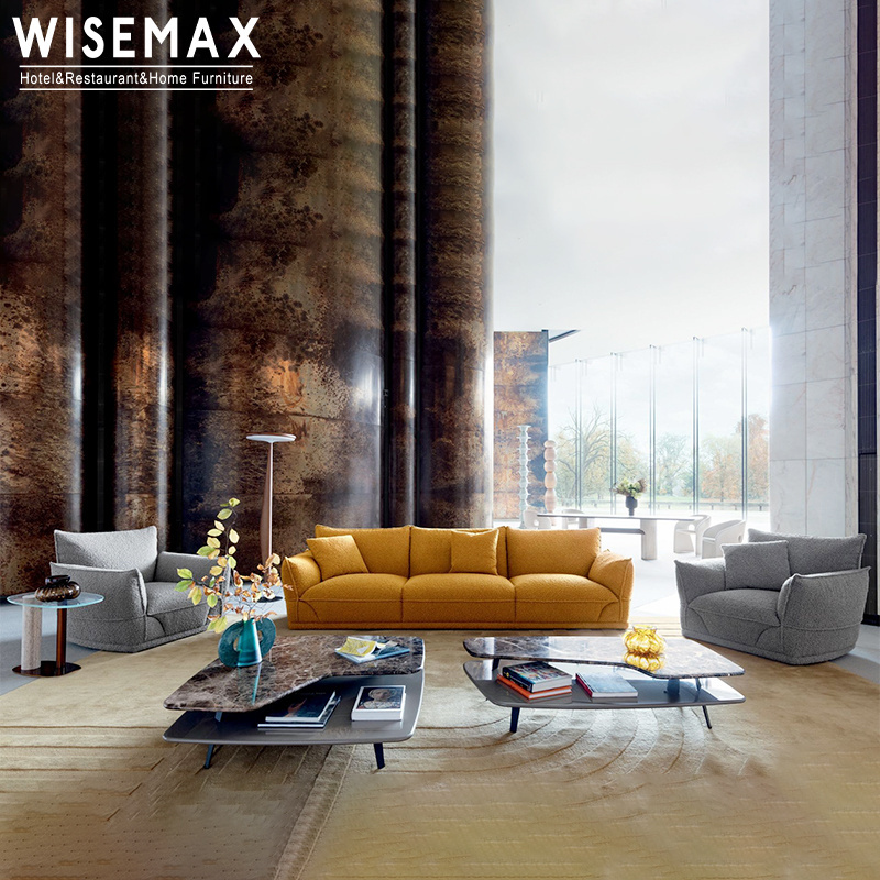 WISEMAX FURNITURE Modular Boucle Couch Living Room Sofas Suede Velvet Teddy Leather Sectional Bread Sofa Set Modular Floor Couch