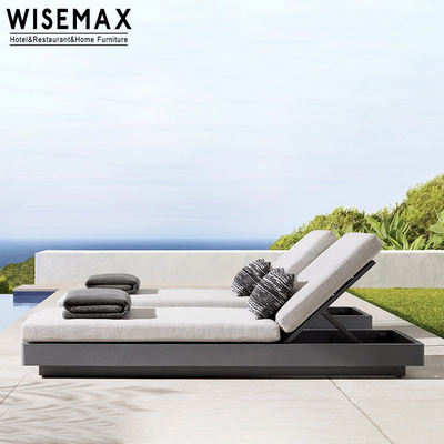 WISEMAX FURNITURE Modern chaise lounge aluminum outdoor furniture set sun lounger fabric upholstery adjustable day bed for hotel