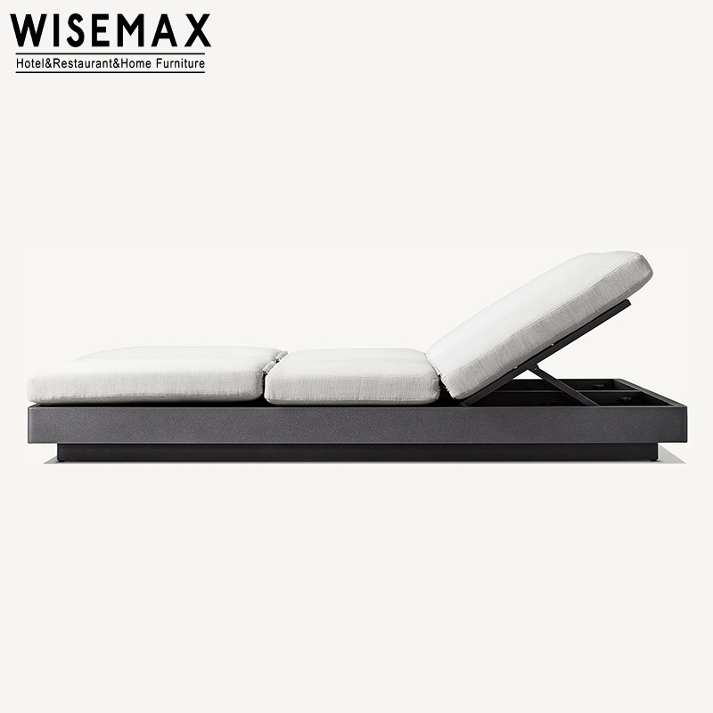 WISEMAX FURNITURE Modern chaise lounge aluminum outdoor furniture set sun lounger fabric upholstery adjustable day bed for hotel