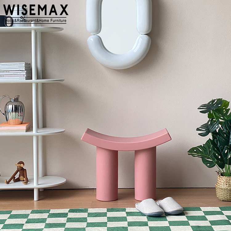 WISEMAX FURNITURE Modern living room plastic leisure chair luxury shoe stool ottoman bed end stool baby plastic chair for home