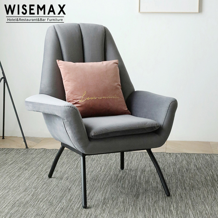 Cheap Modern Leisure Style Comfortable High Back Fabric Accent Armchair Soft Velvet Pink Fabric Living Room Single Sofa Chair