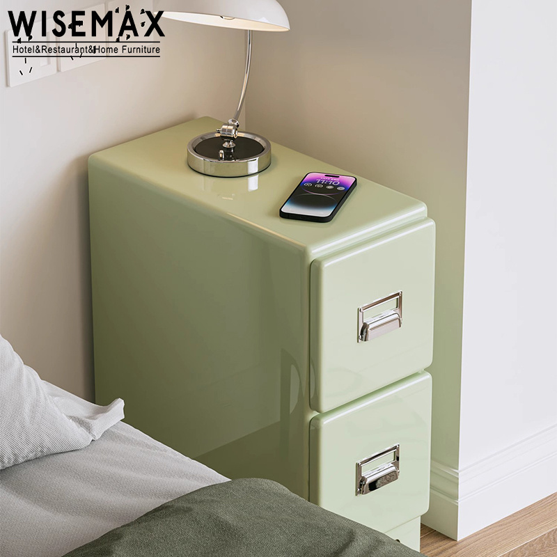 WISEMAX FURNITURE Modern Home Furniture Minimalist Green 2-drawer Wood Cabinet For Sofa Side Narrow High Design Bed Side Table