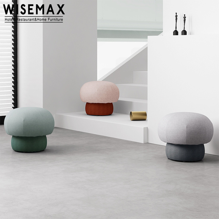 WISEMAX FURNITURE  modern living room furniture small ottoman fabric make up stool sofas footstool mushroom shaped ottoman chair