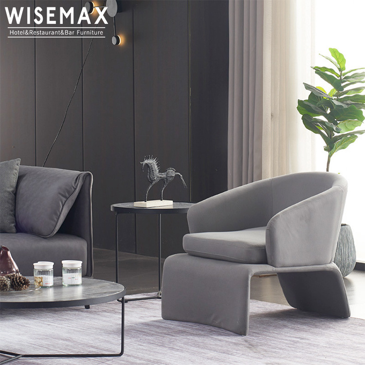 WISEMAX FURNITURE Modern living room furniture oversize velvet fabric upholstery recliner leisure chair with ottoman set lounger