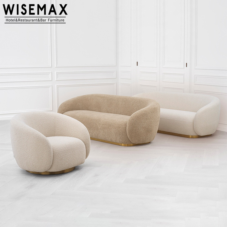 WISEMAX FURNITURE Light luxury curved shaped sofa Nordic living room stylish velvet leisure sofa set