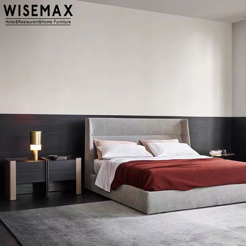 WISEMAX FURNITURE Italian modern bedroom fashion locker wooden storage cabinet leather cover bedside table for home hotel